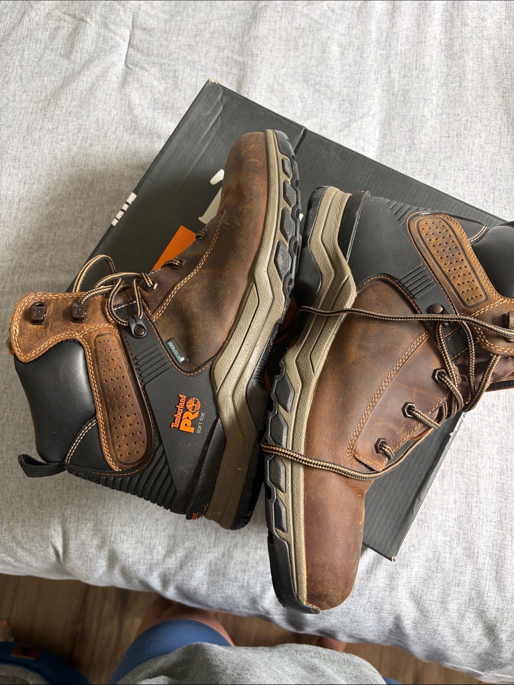 Timberland PRO Men's Brown Work Boots with Orange Lining - Picture 3 of 6